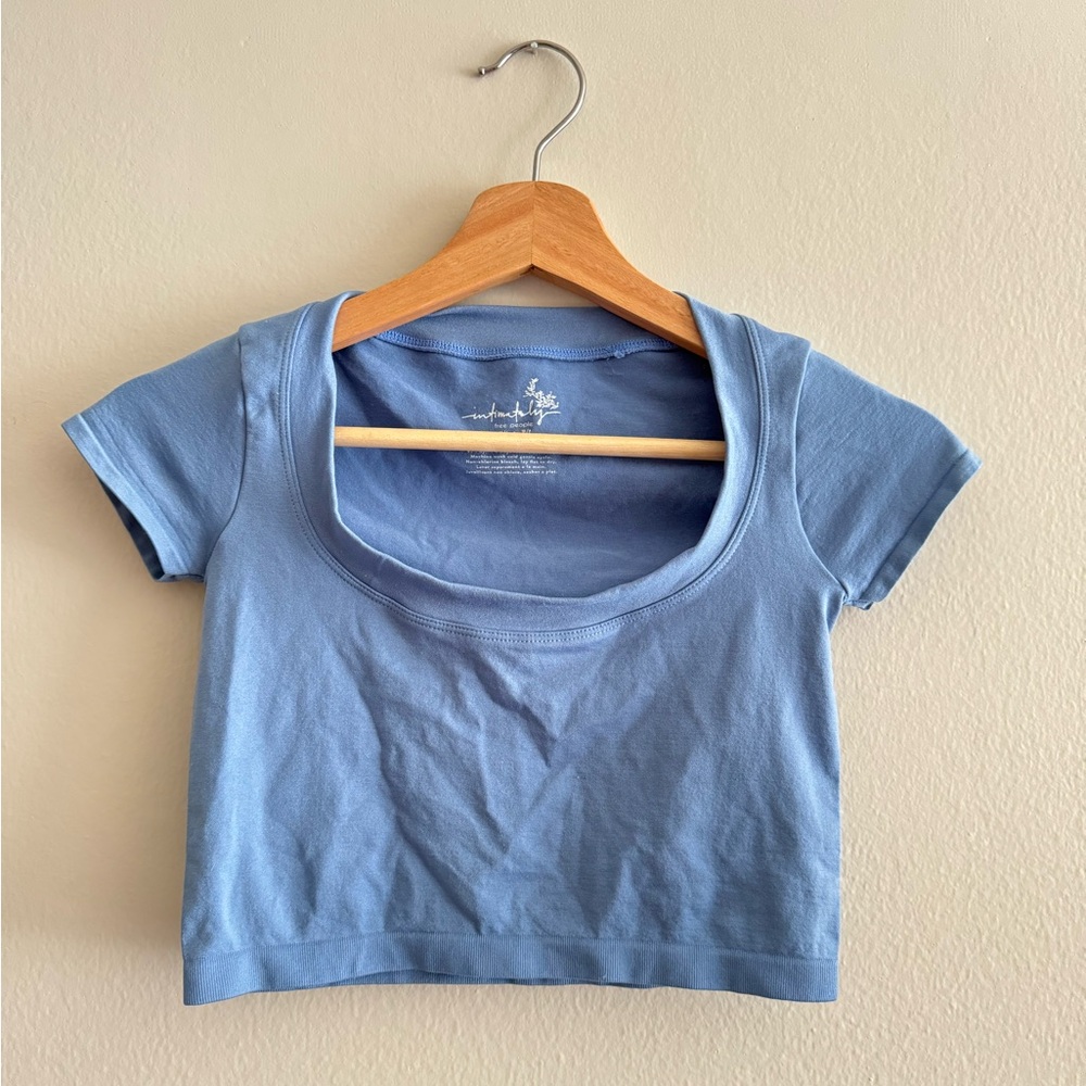 intimately free people | baby blue stretchy crop top 🩵